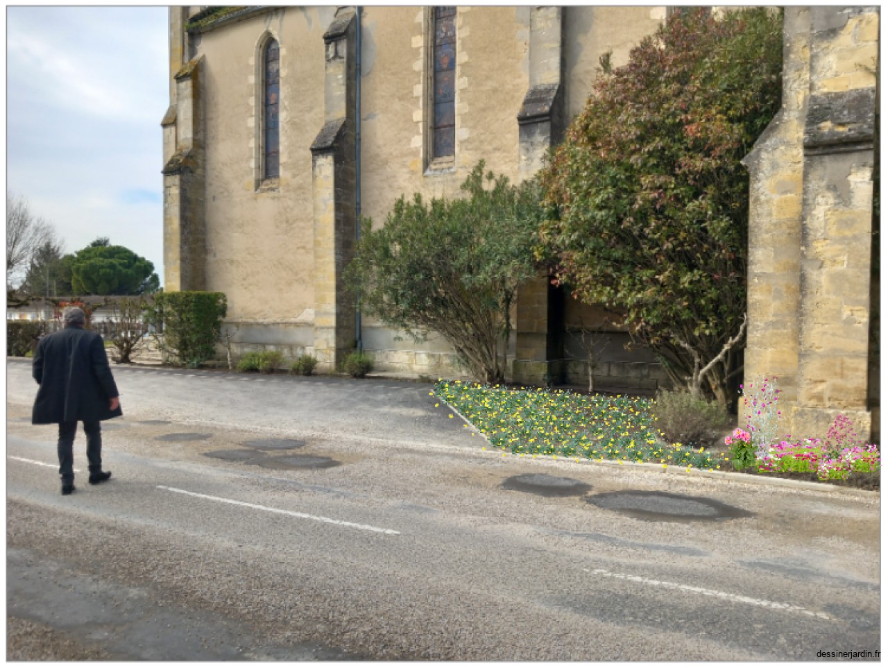 Zone jaune, mur contre église Lévignac-De-Guyenne