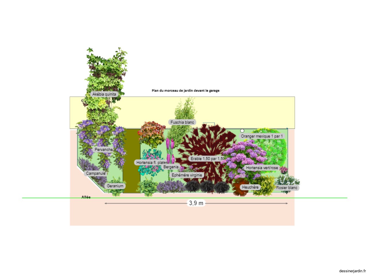 Jardin devant garage sans Linocera