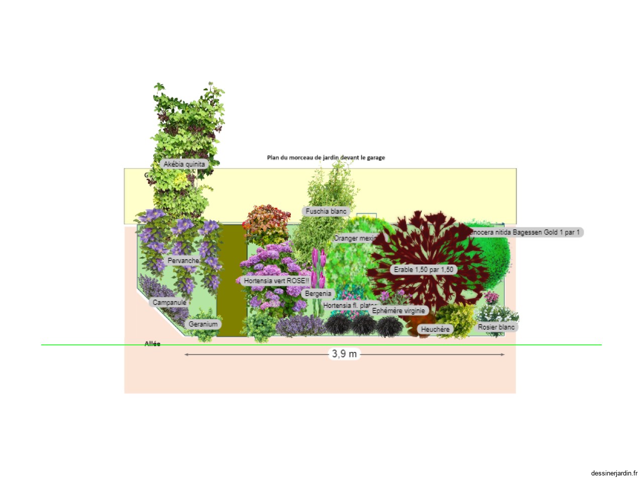 Jardin devant garage