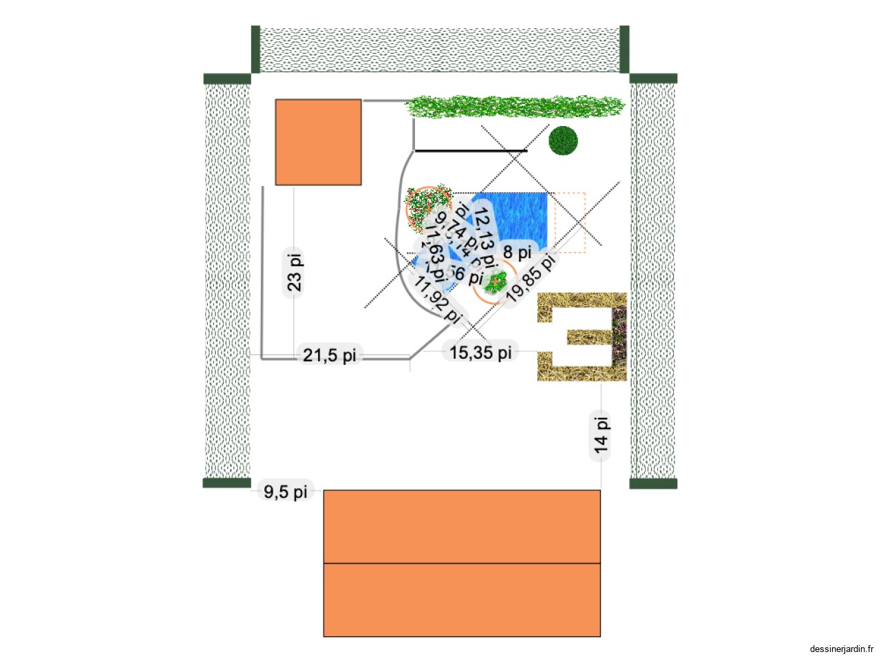 Cour arri&egrave;re - jardin - &Eacute;tang