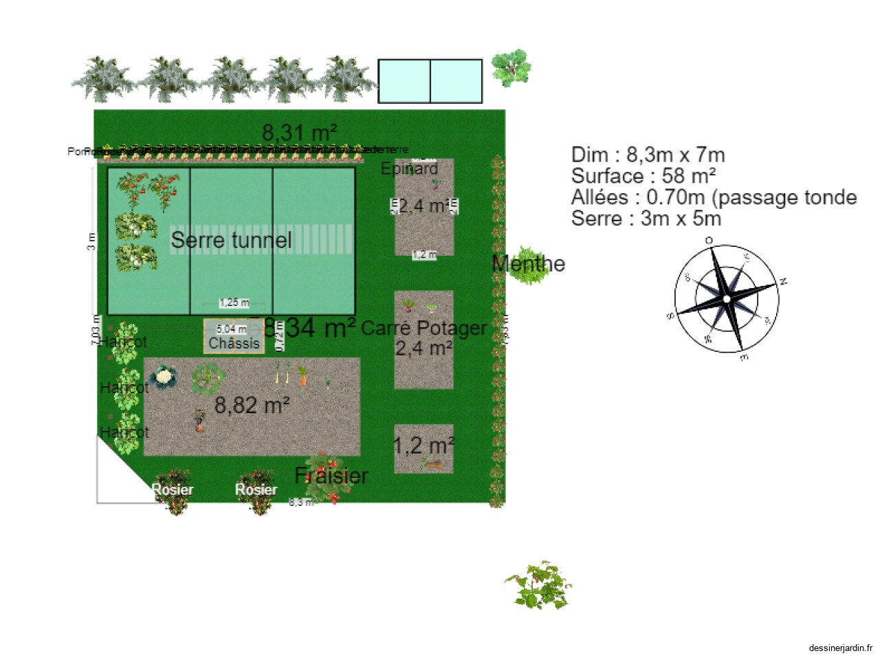 Plan 2024 avec serre + carré potager