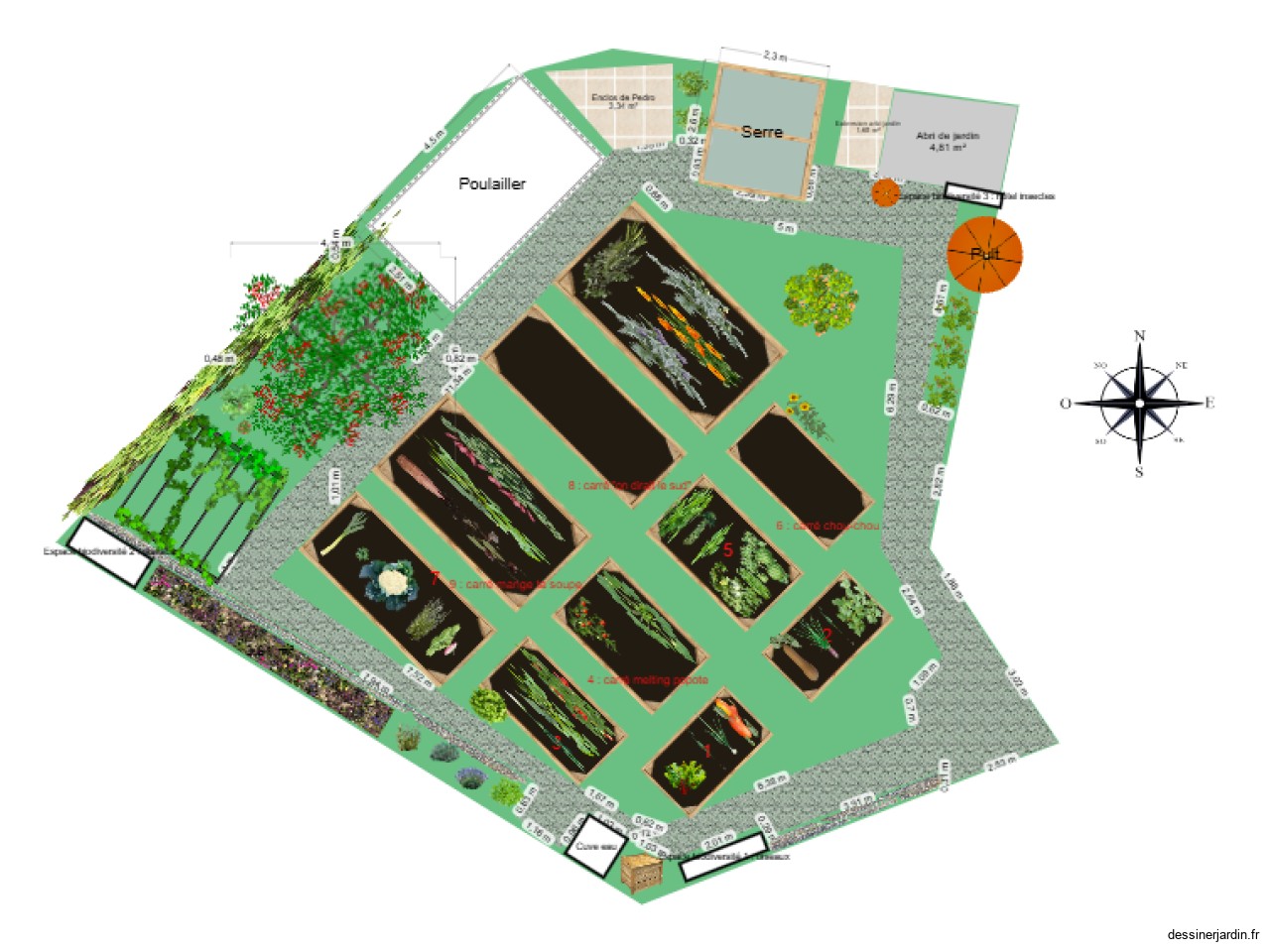 Jardin 4 carrés potagers 
