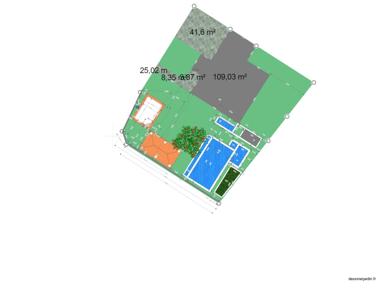 plan de masse avec rideau piscine