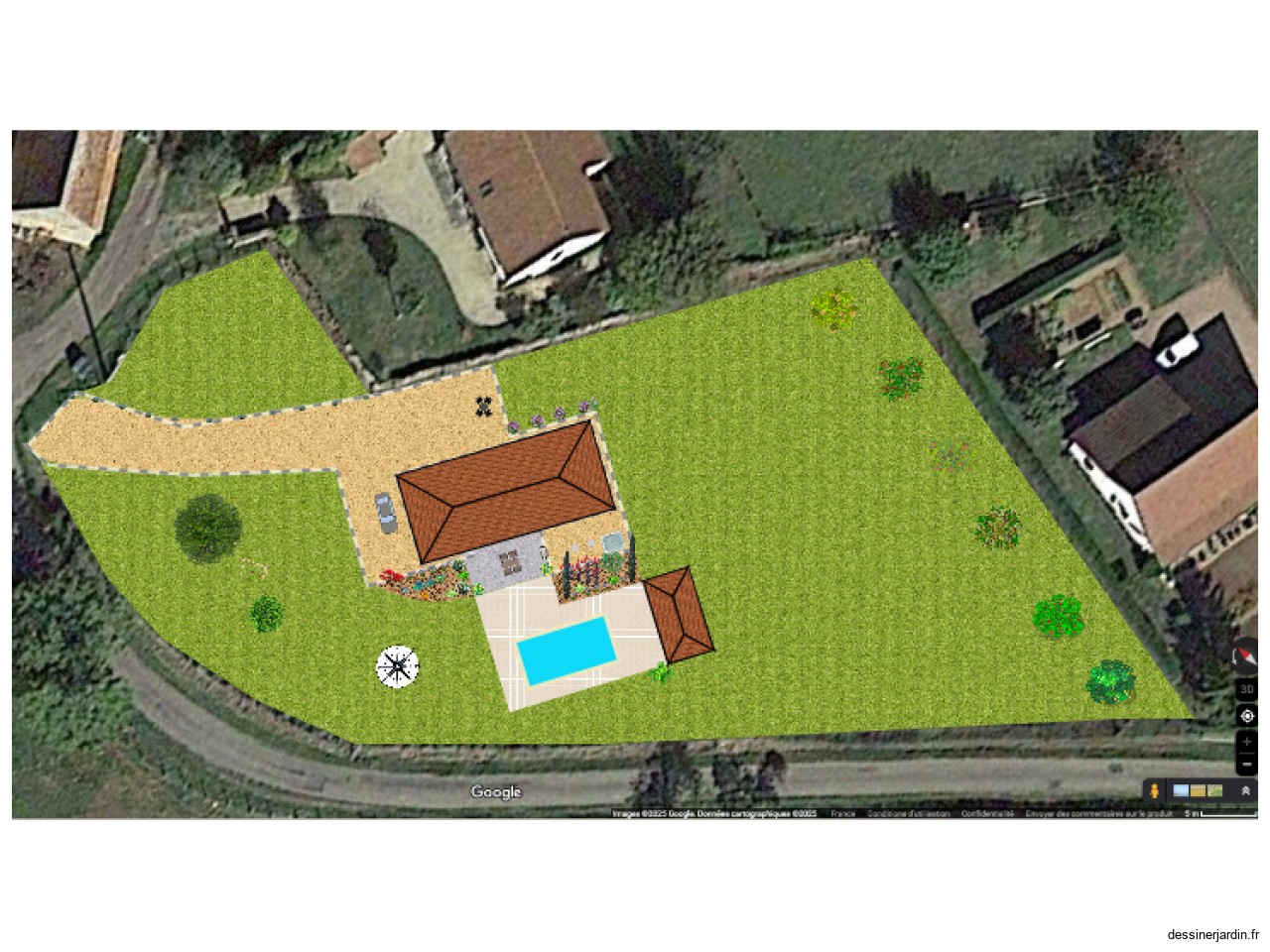 Maison droite avec piscine