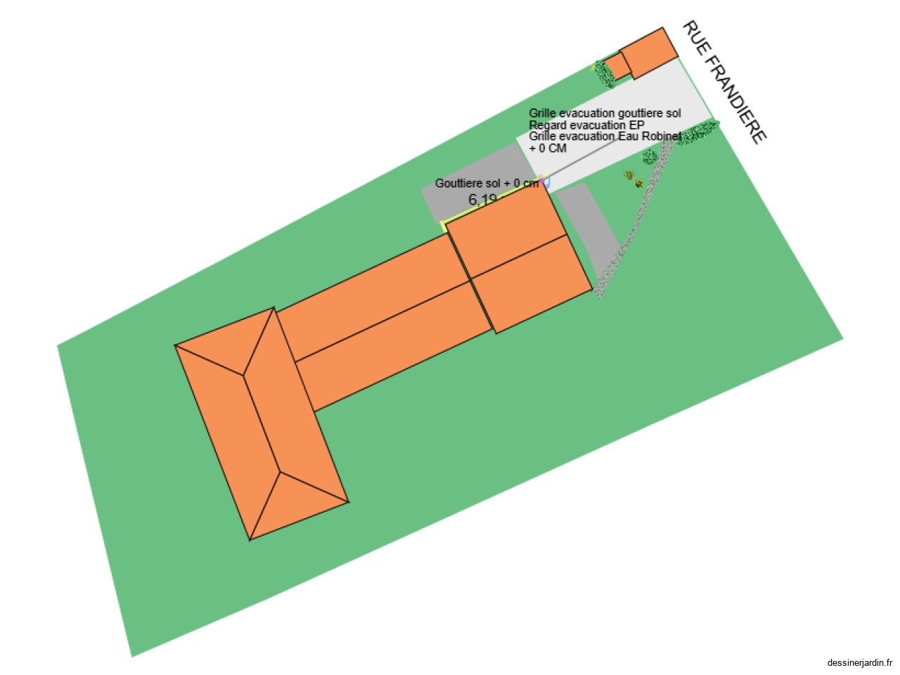 Plan de l'entrée Jardin Gouttiere sol  +EP+ Eau robinet