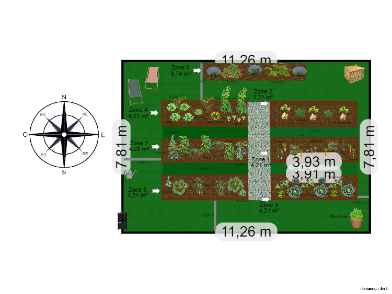 Potager permaculture légumes, fleurs et aromatiques