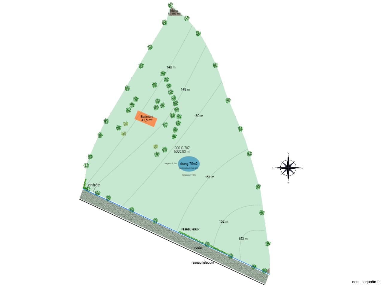 plan de masse étang