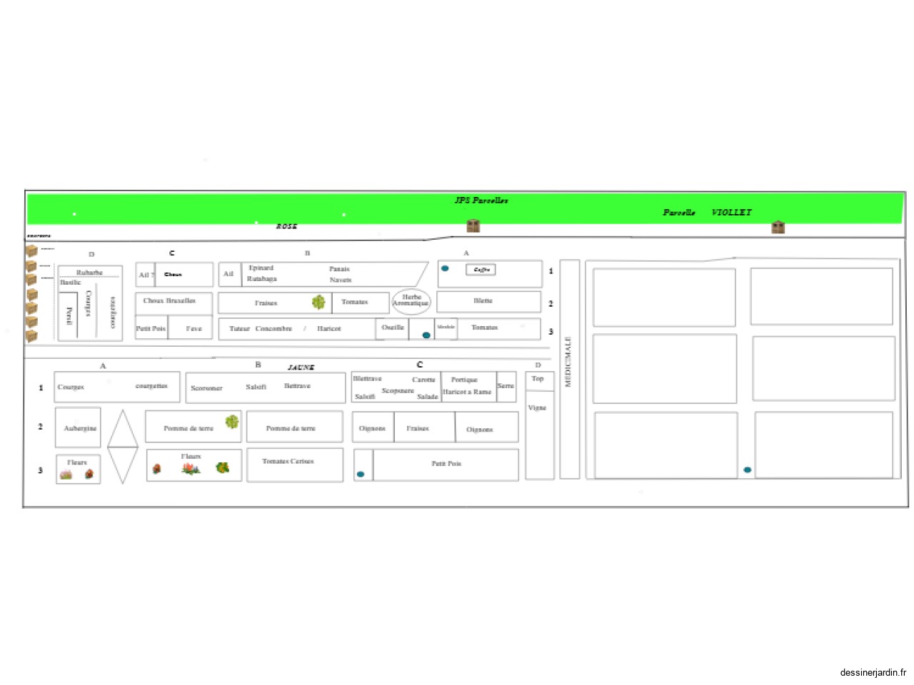 PLAN PARCELLE * ROSE / JAUNE / PERMACULTURE VIOLETTE 
